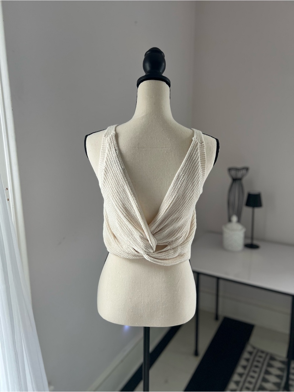 Lulu's Cream Ribbed Cropped Tank - Picture 2 of 5